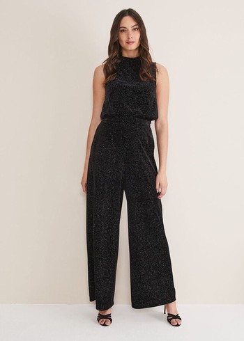 Phase Eight Dove Glitter Velvet Trousers Black/Multicolor Canada | GSKEZX-258